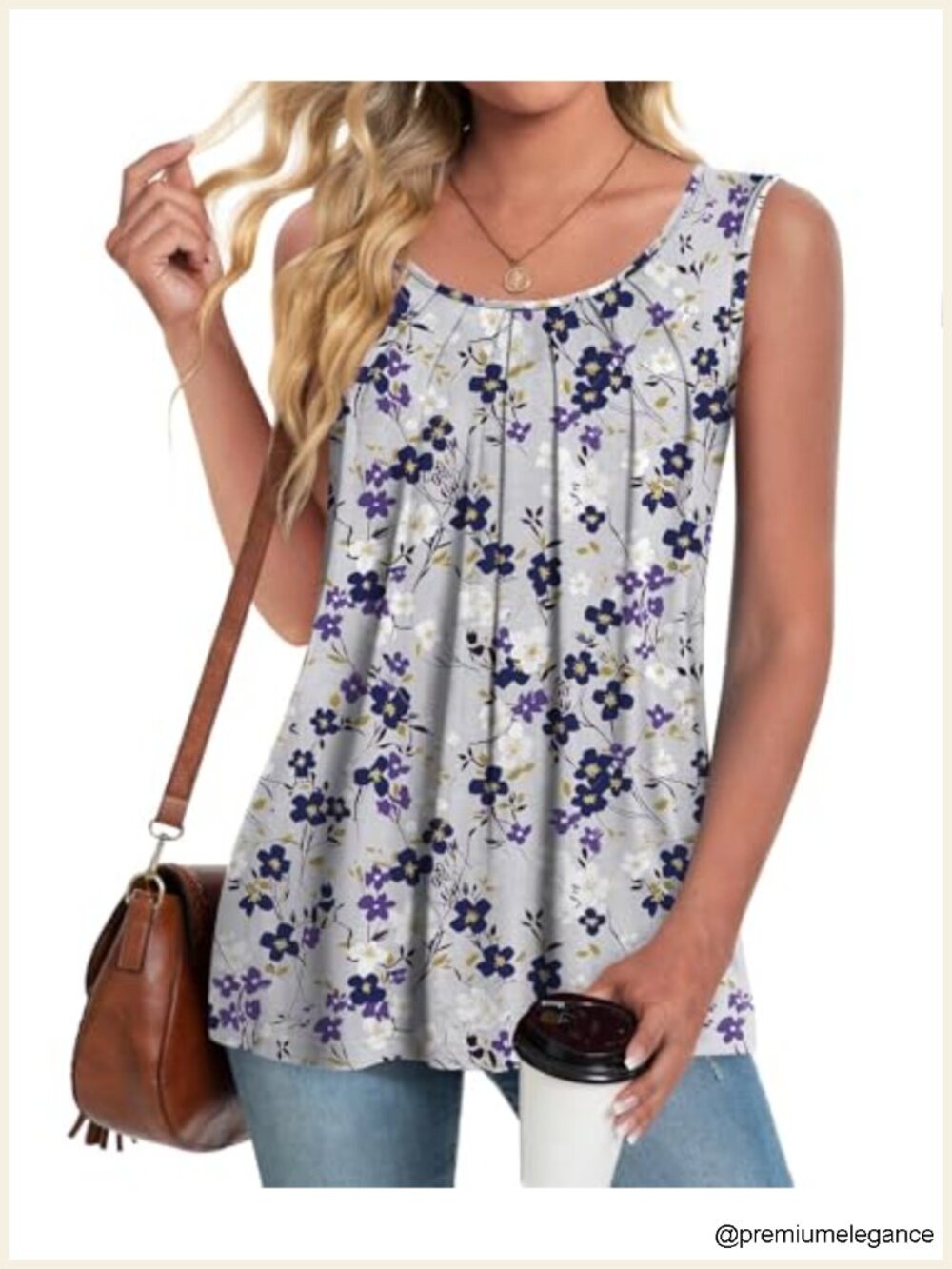 Womens Sleeveless Tunic Tank Tops Pleated Loose Fit Rayon Spandex Casual